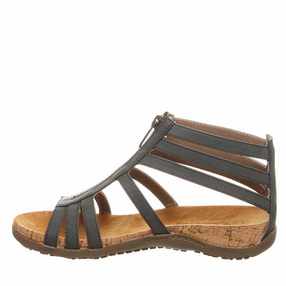 Bearpaw Layla Wide Women Sandals Black | RIK4016DB