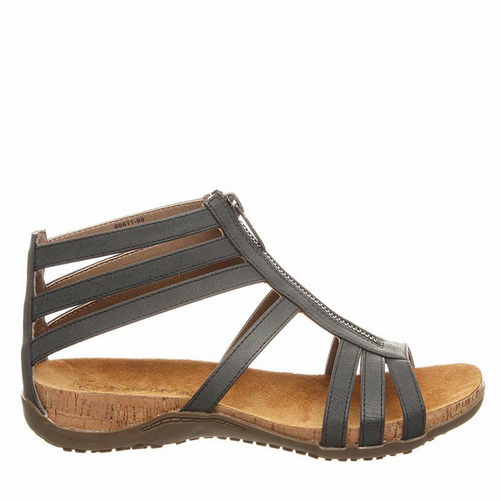 Bearpaw Layla Wide Women Sandals Black | RIK4016DB