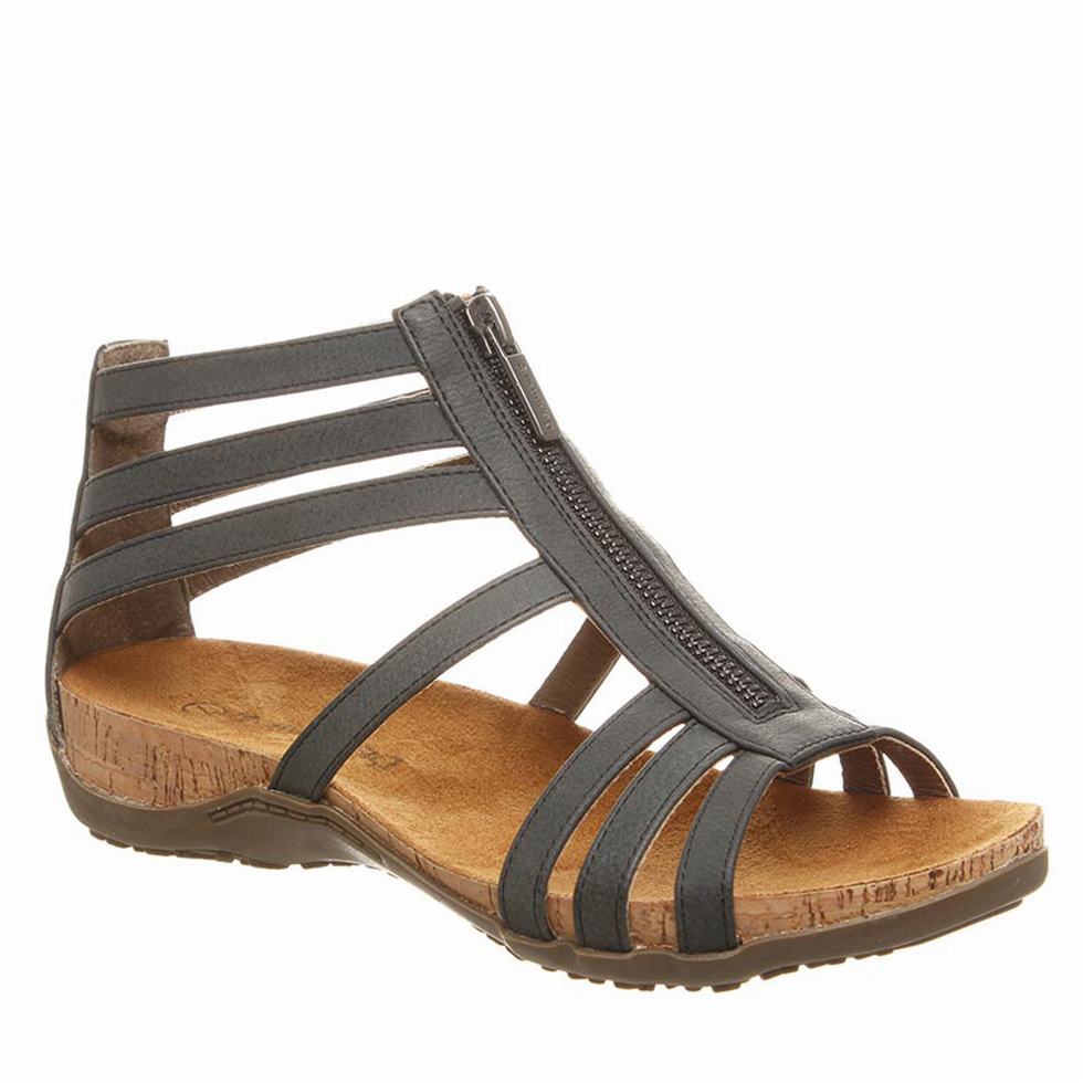 Bearpaw Layla Wide Women Sandals Black | RIK4016DB