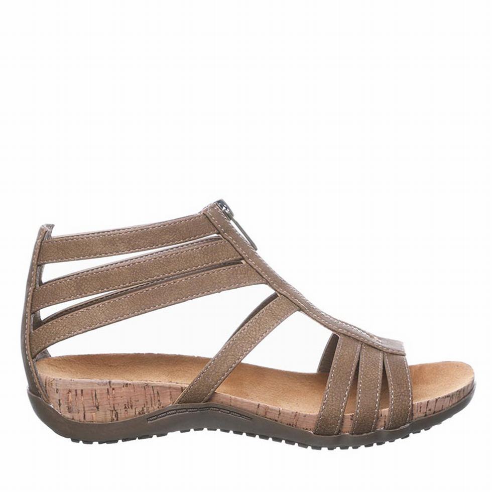 Bearpaw Layla Wide Women Sandals Brown | DQW3767PM