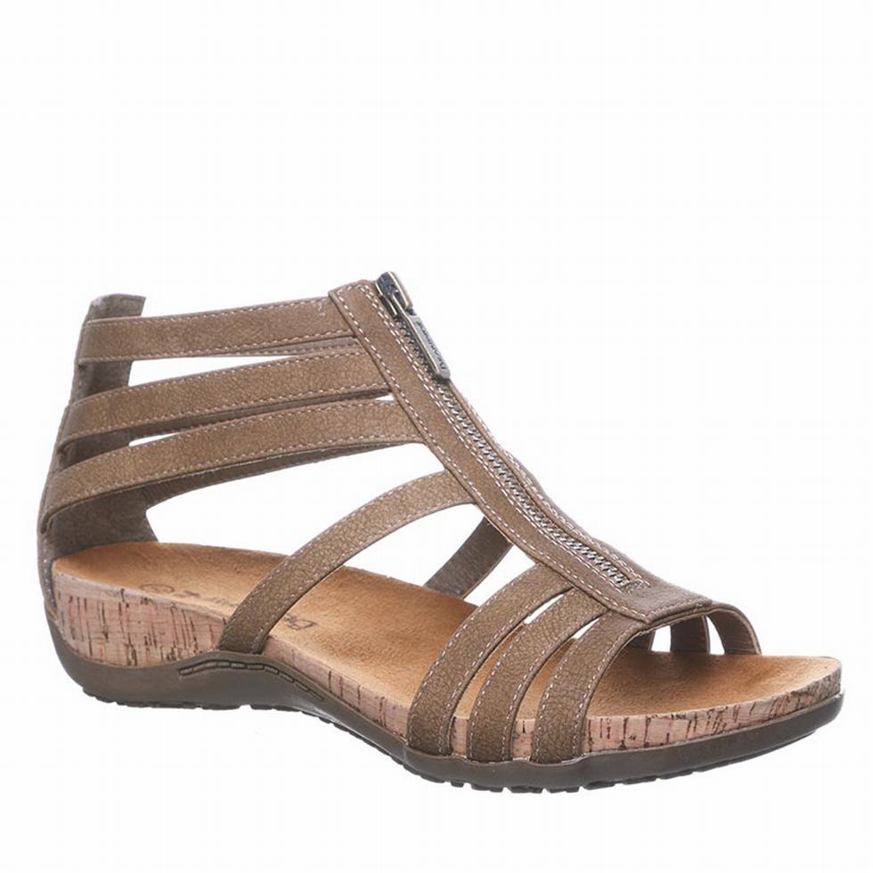 Bearpaw Layla Wide Women Sandals Brown | DQW3767PM