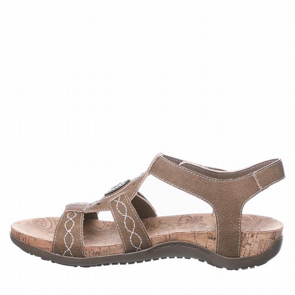 Bearpaw Ridley Wide Women Sandals Brown | DFY4111TB