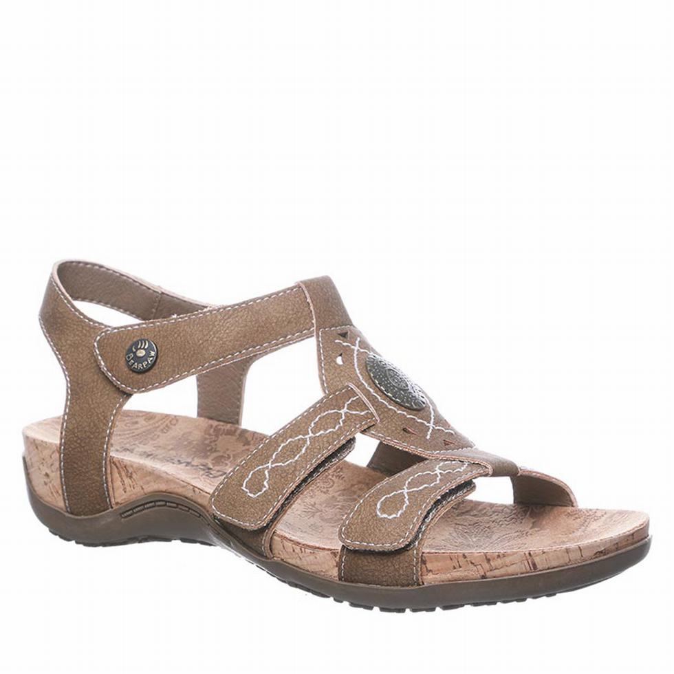 Bearpaw Ridley Wide Women Sandals Brown | DFY4111TB